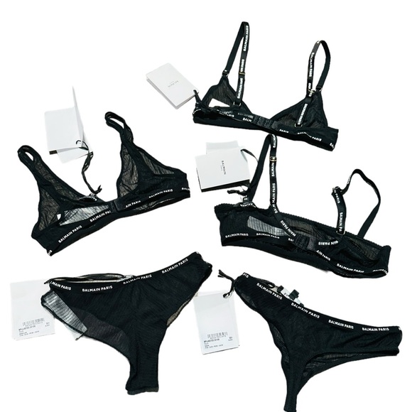 BALMAIN***Tulle Logo Strap Bra + Underwear Set***Sm. - Picture 2 of 12